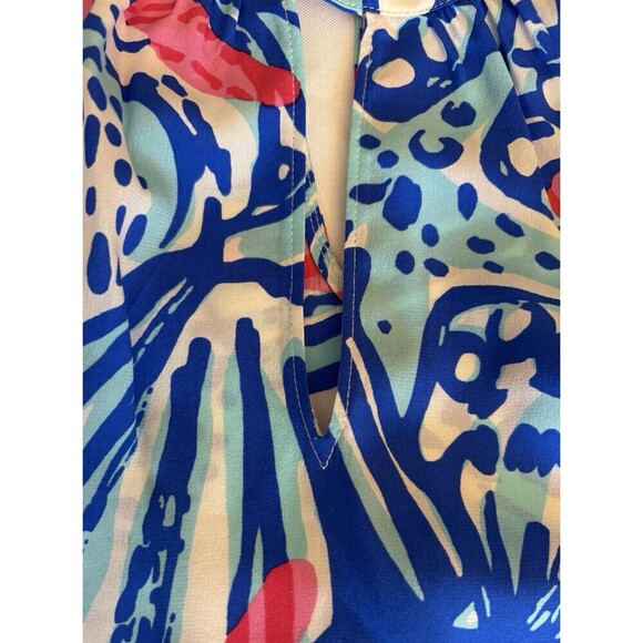 LILLY PULITZER Rogan She Sells Shells Silk Halter Top Women XS Stud Beach Resort - Picture 4 of 11